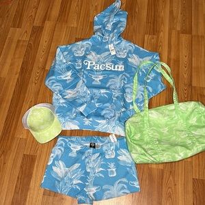 PacSun Set Etoile Monogram Hoodie +Sweat Shorts +Hat +Duffel -Retail: $148- NWT!